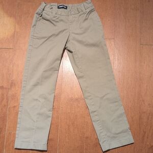 Lands' End Kids Pants Size 8, Khaki Beige with Pink Trim